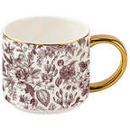 Brown Delft 14 oz Gold Handle Coffee Mug