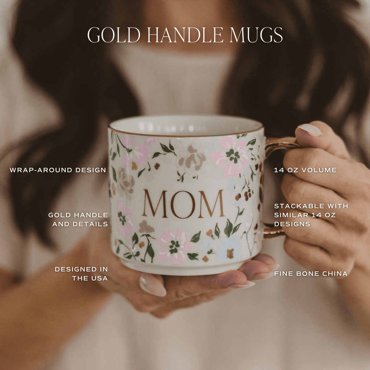 Green Ditsy Floral 14 oz Coffee Mug